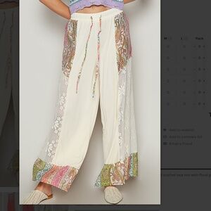 POL 💜 516 POL Wide Leg Jersey and Crochet Lace Mix Floral Pants SR18